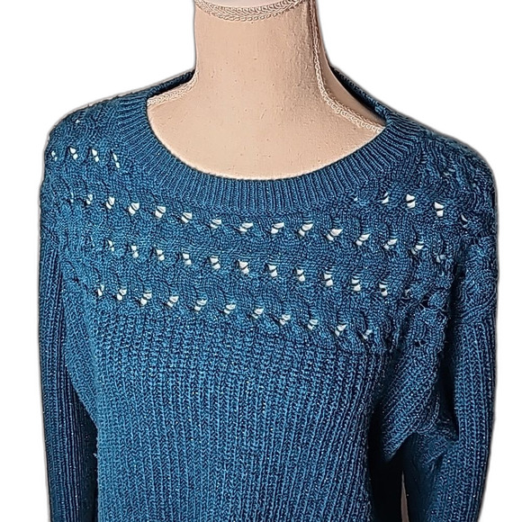 Sweater Crew Neck by St John's Bay Medium Blue Metallic Fleck Size Large - Picture 2 of 6